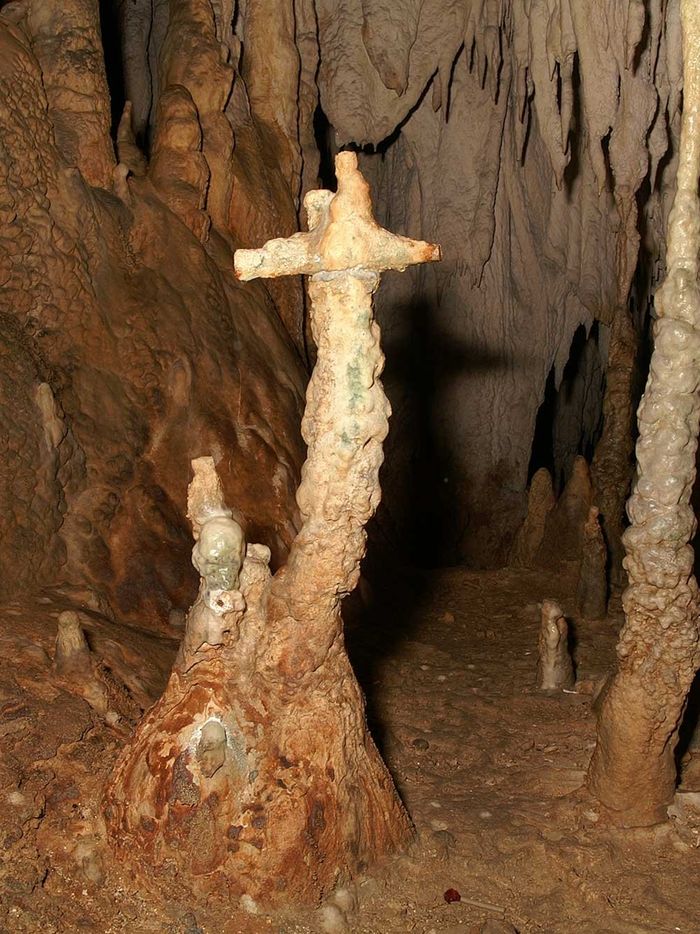 cross stalagmite in perama cave of Ioannina