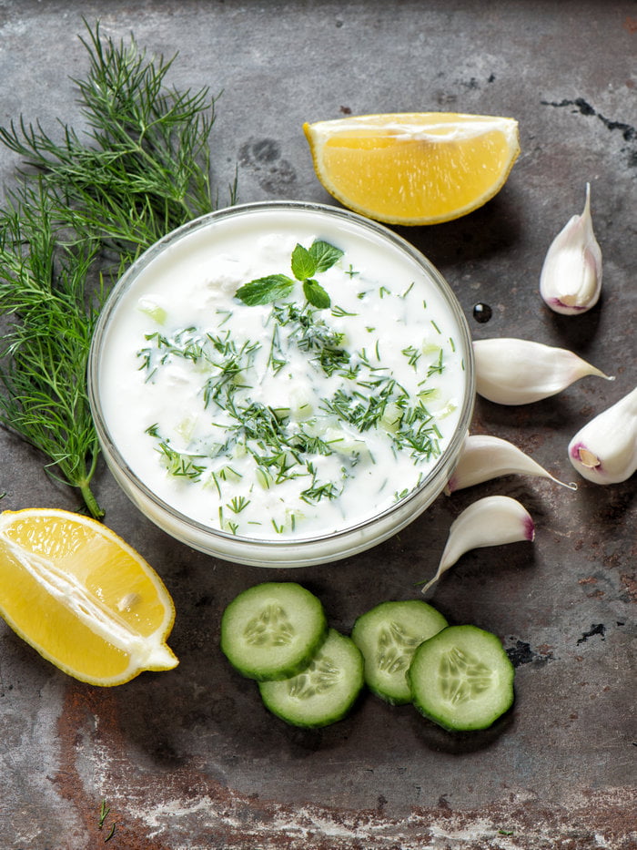 ingredients for our tzatziki recipe