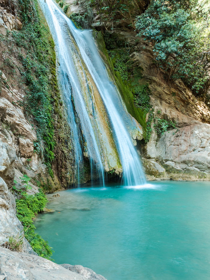 neda waterfalls in peloponnese greece