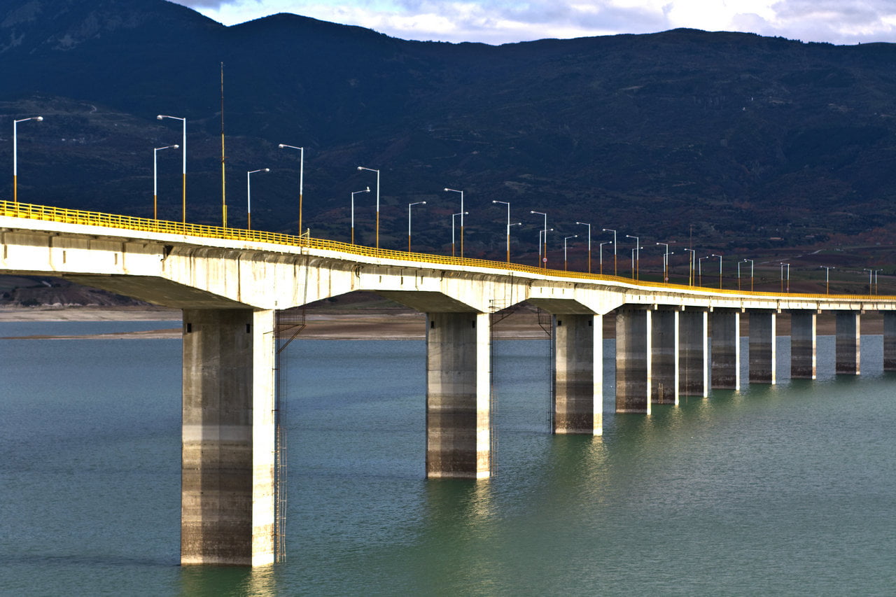 bridge on aliakmonas or haliacmon river in greece