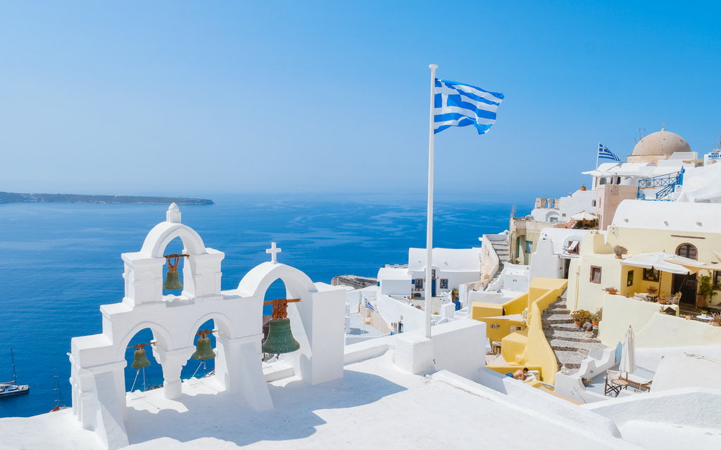 Oia in Santorini island in the Aegean Sea