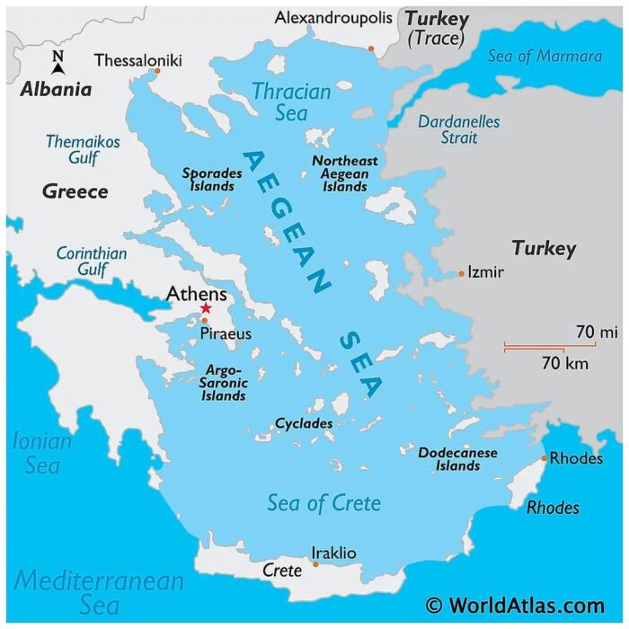 map of the seas of greece