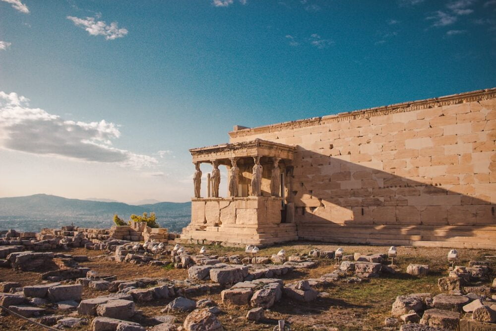 caryatids statues in acropolis, athens