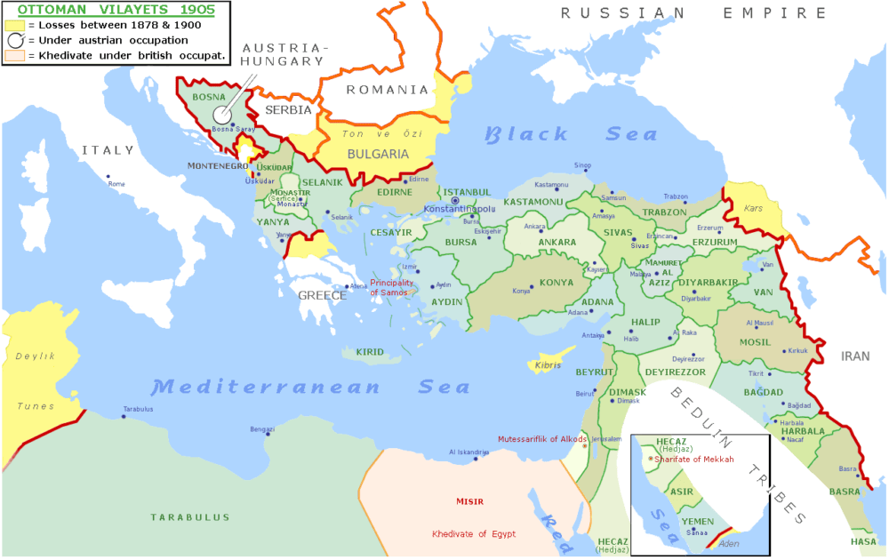 map of greece and neighbor countries in 1905